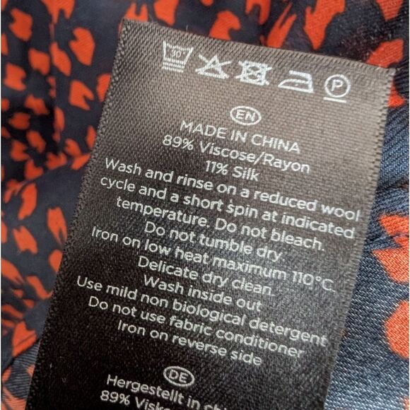 Hobbs Floral Patterned Navy Button-Up Shirt Dress Silk Blend Small - Picture 5 of 16